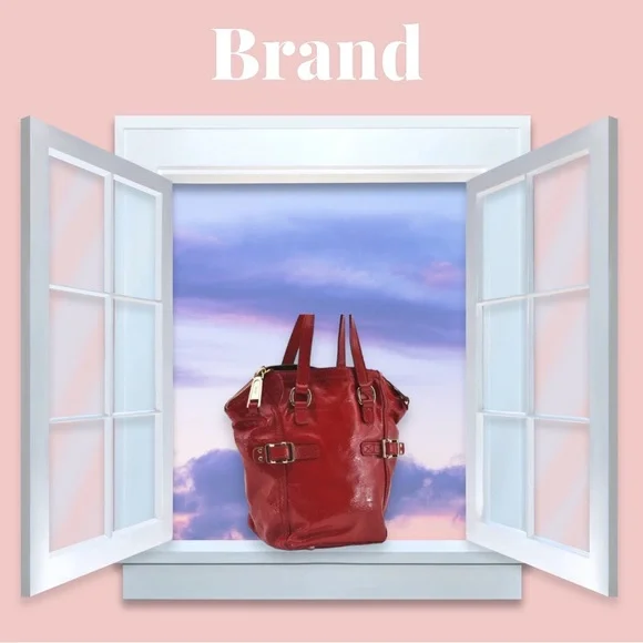 Authentic YVES SAINT LAURENTDowntown Mini Hand Bag Enamel Red 2866E